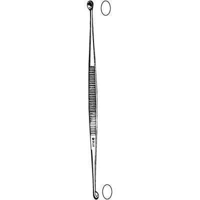 Williger Bone Curette, Double-Ended, Round, 5 1/2" (14.0 Cm), # 0/1, 2.5 Mm & 3.0 Mm Oval Cups
